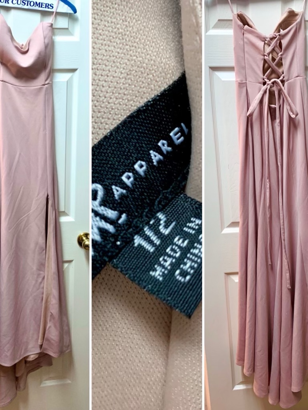 Mauve Pink Lace-Up Back Formal Dress